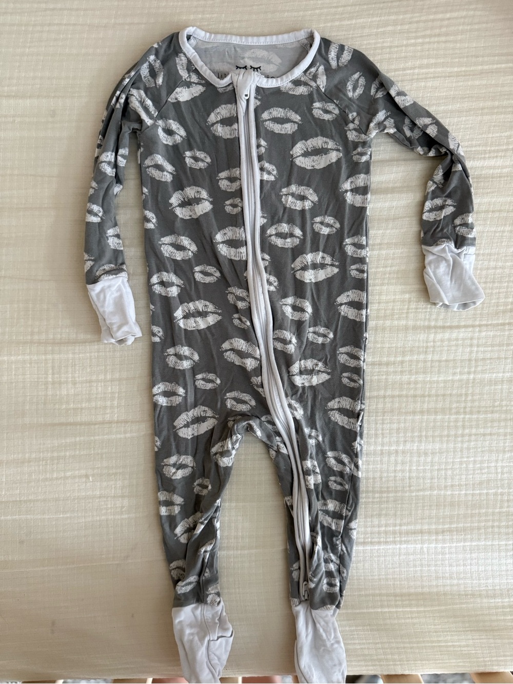 Little Sleepies Grey Footed One-Piece Pajamas- baby girl - EUC-  6-12 mo